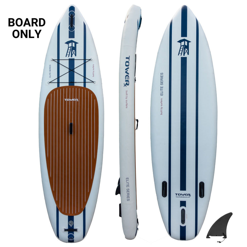 Tower X-Class paddle board top, side, and bottom view