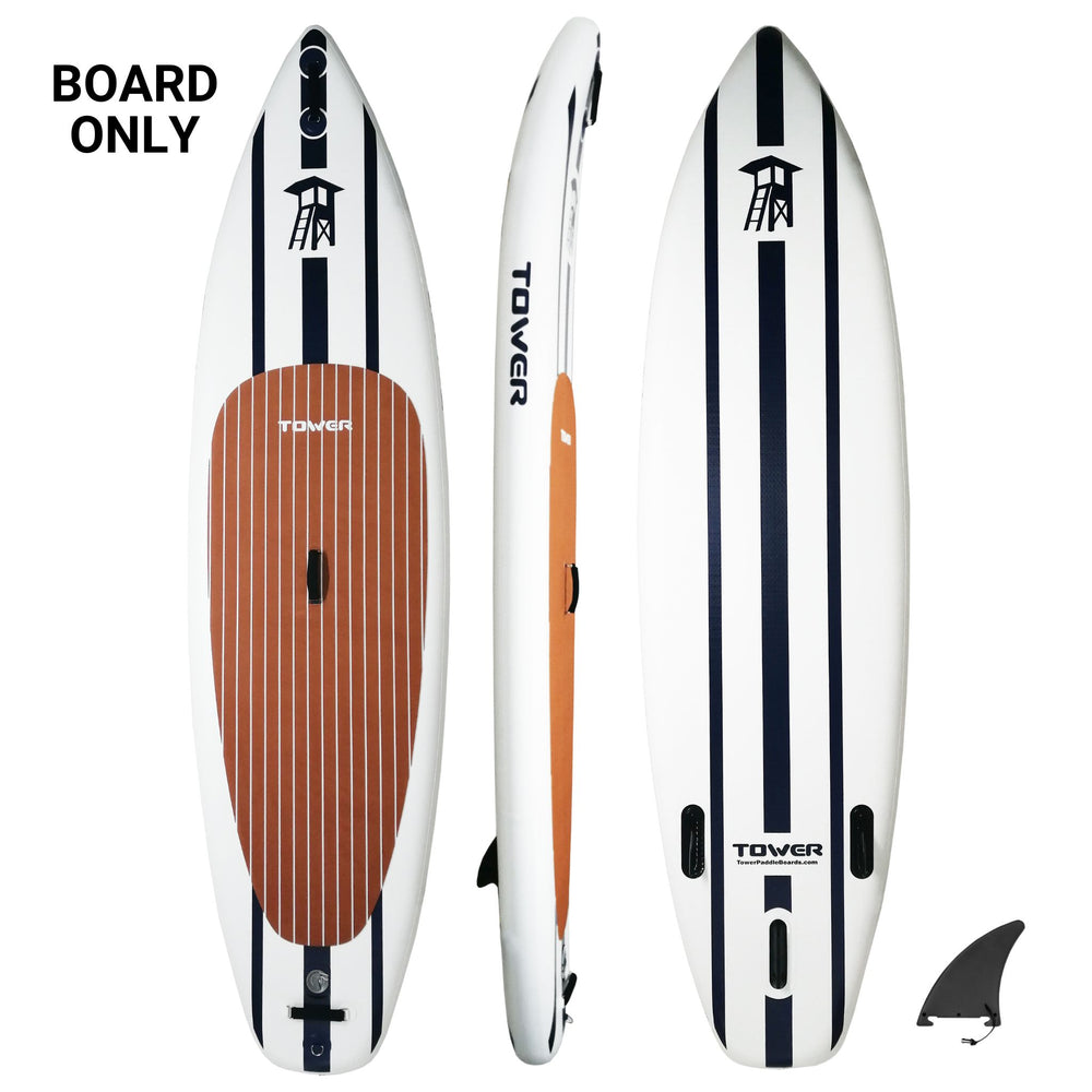 Tower Yachtsman paddle board top, side, and bottom view