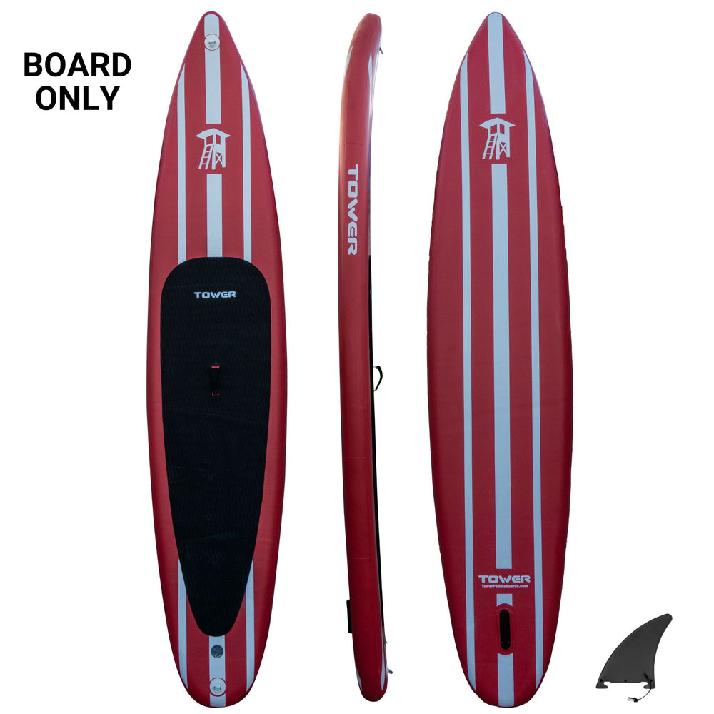 Tower iRace paddle board side, top, and bottom views