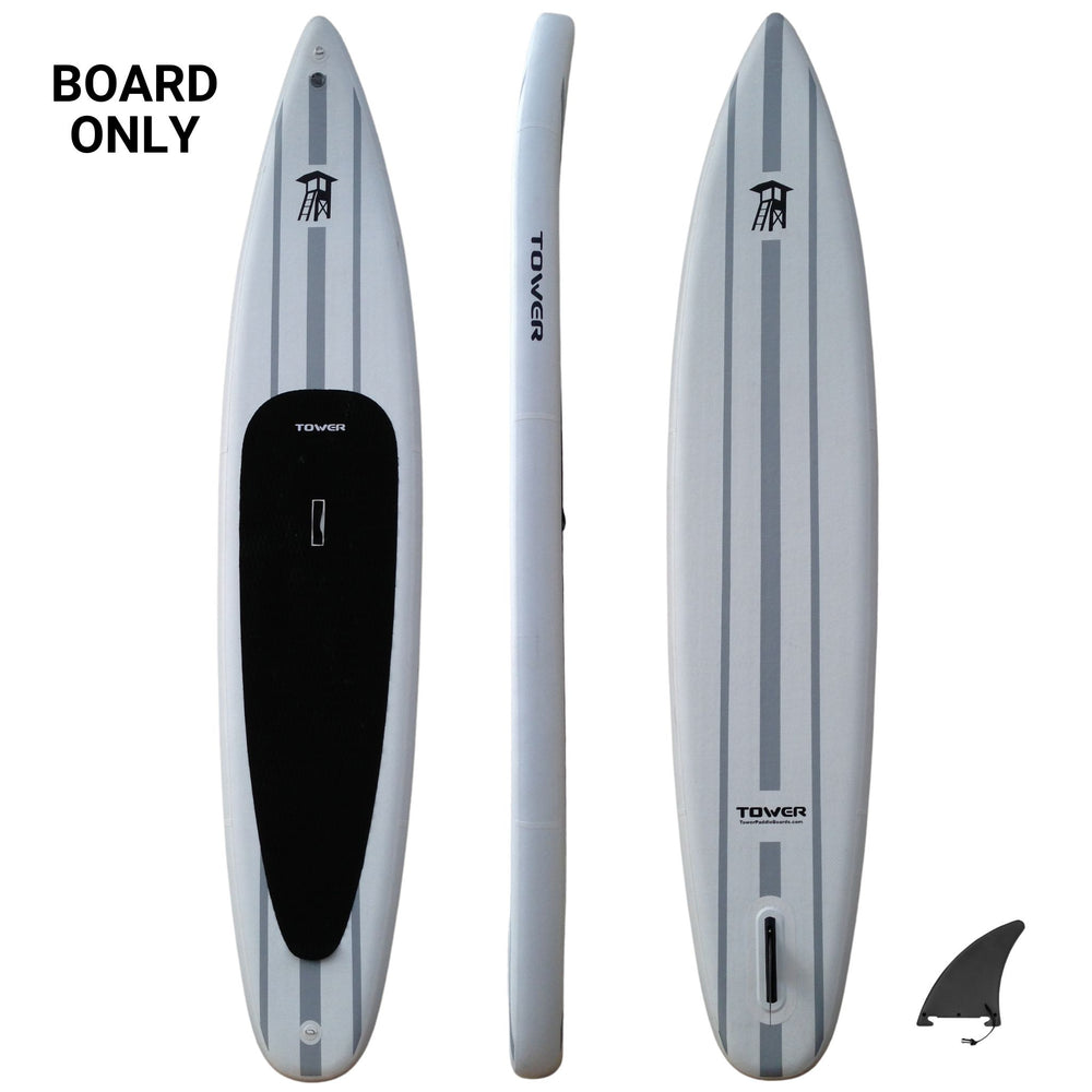 Tower Xplorer paddle board top, side and bottom views